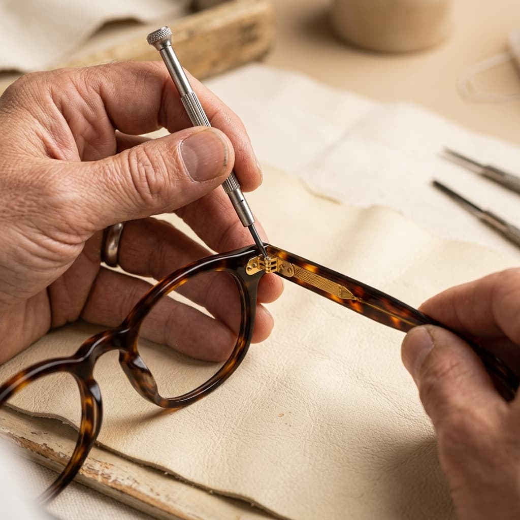 Artisans polishing frame in workshop